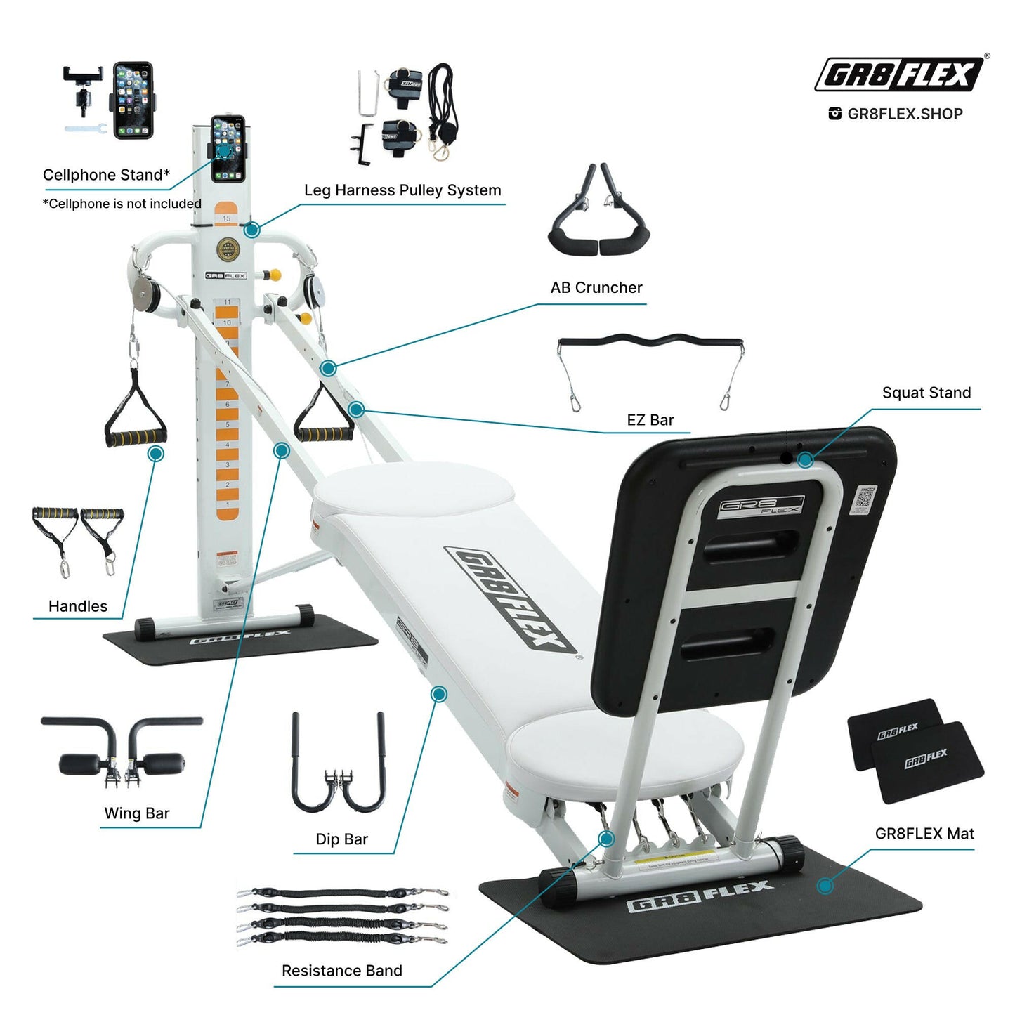 (SALE) GR8FLEX Total Performance Gym - Pearl White